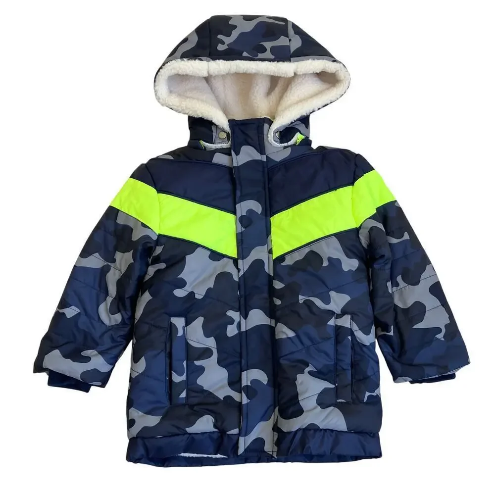 Egg New York NWT Sz 2T Toddlers Winter Puffer Jacket Sherpa Lined Hooded Camo